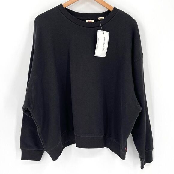 Levi's Oversized Heavy Duty Crewneck Sweatshirt Durable Women 2X Black NWT - Picture 1 of 8